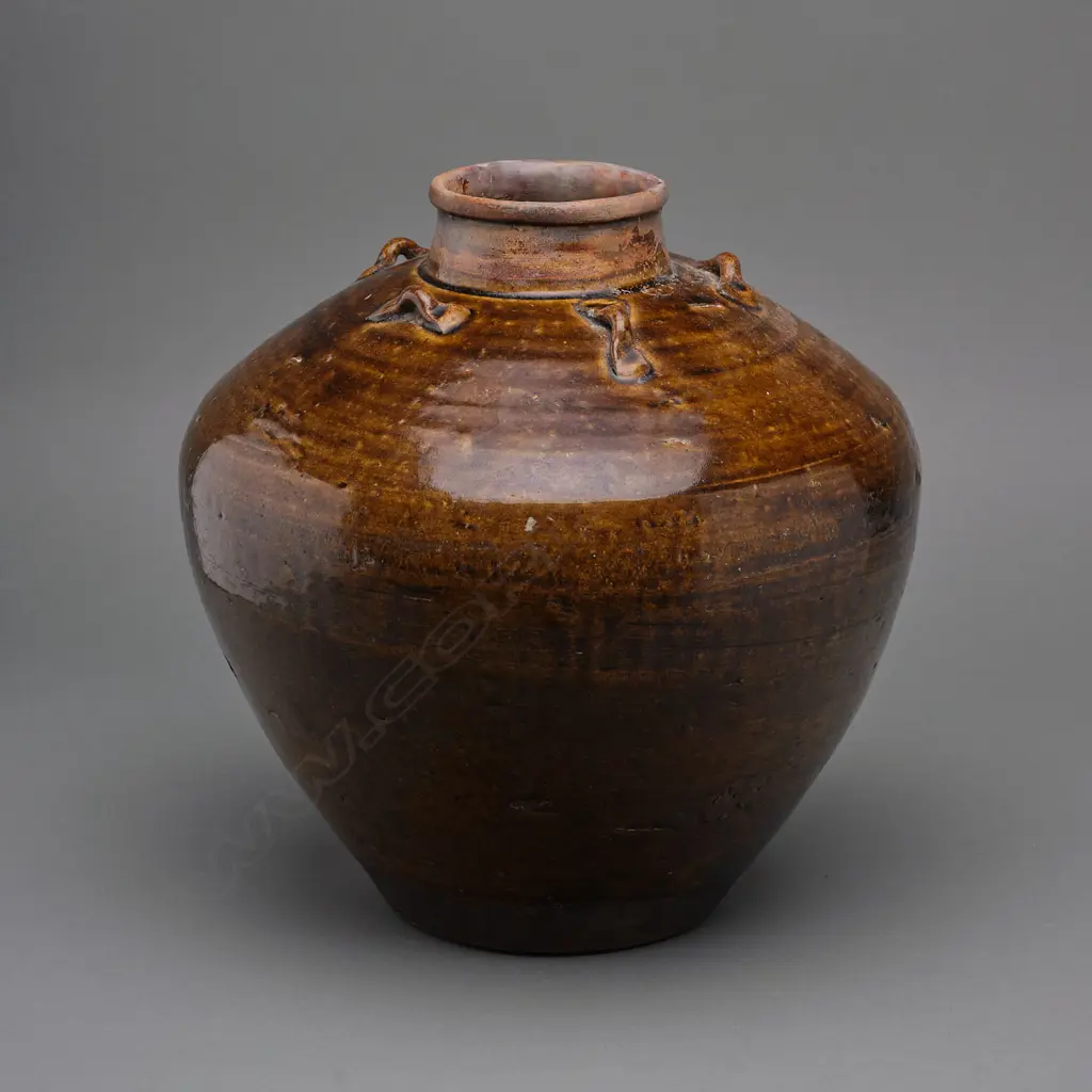 Stoneware tea leaf jar (chatsubo) – Shigaraki - late Edo period Image 1++